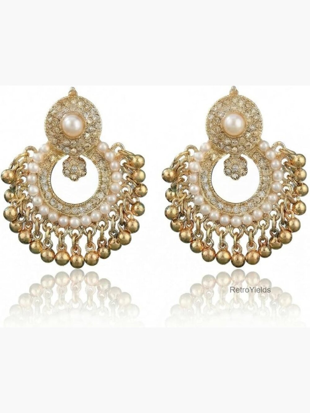 Vintage Gold Mini Jhumka Beaded Tassel Dangle Drop Earrings Boho Chandelier